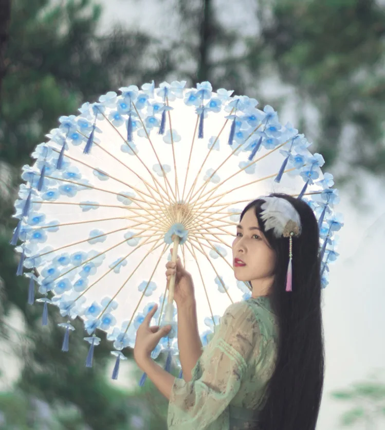 Ancient Umbrella Kids Hanfu Flower Bead Tassel Photo Dance Paraguas Parasol Sombrilla Regenschirm Femme | Дом и сад