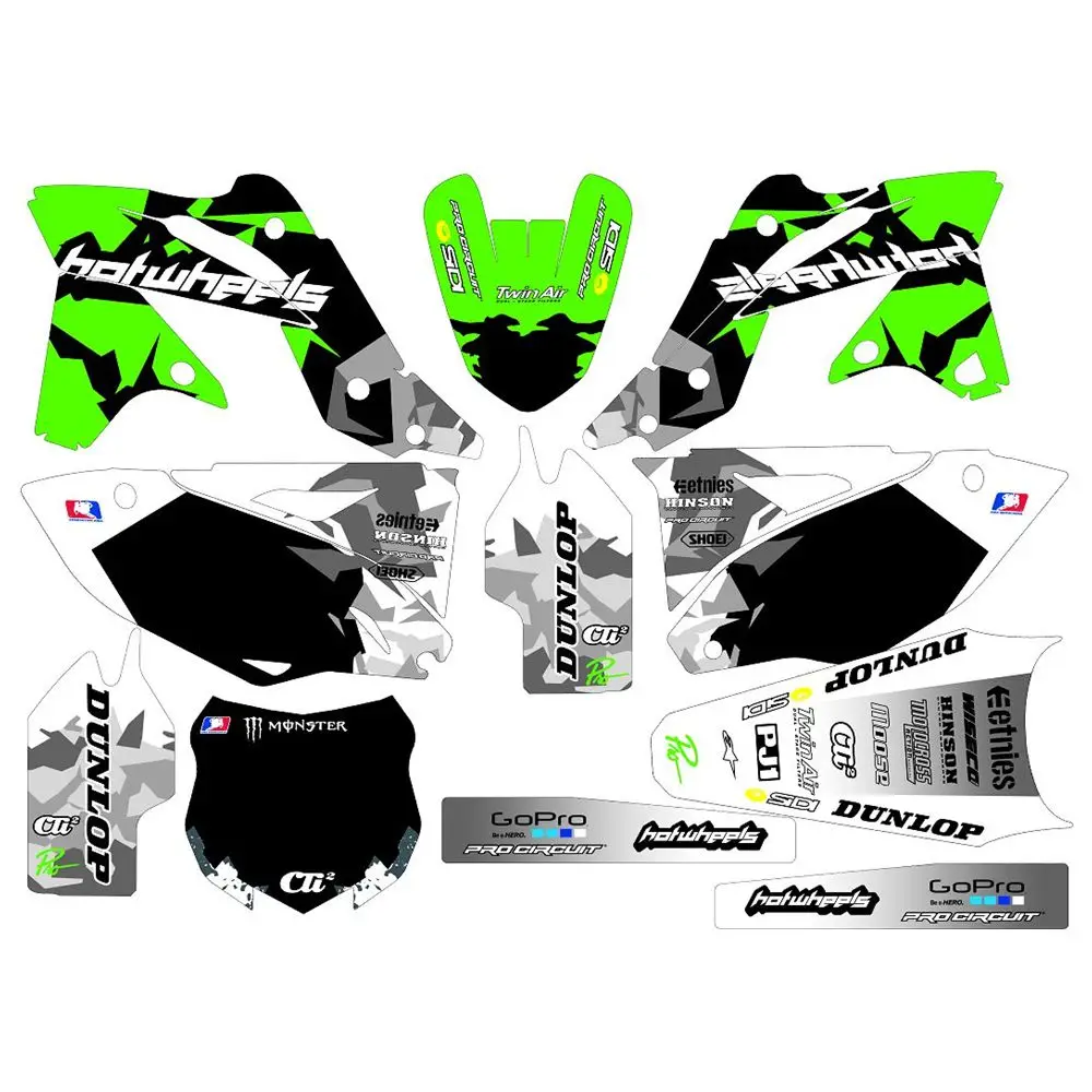 

New Full Graphics Decals Stickers Custom Number Name 3M Bright Matte Stickers Waterproof For Kawasaki KX250F 2013-2015