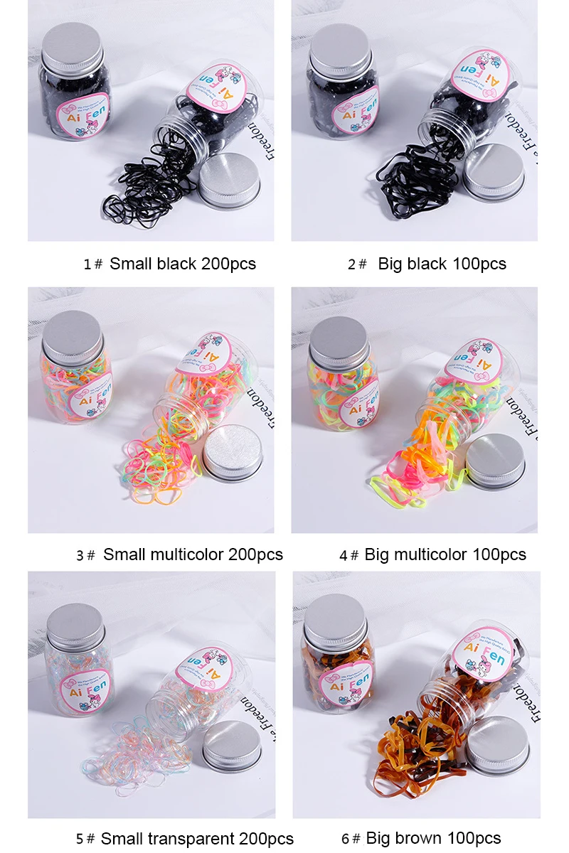 Аксессуары для волос 100/200 шт сладкие конфеты одноразовые детские резинки для волос Красочные Премиум Детские эластичные Галстуки для волос Головные уборы