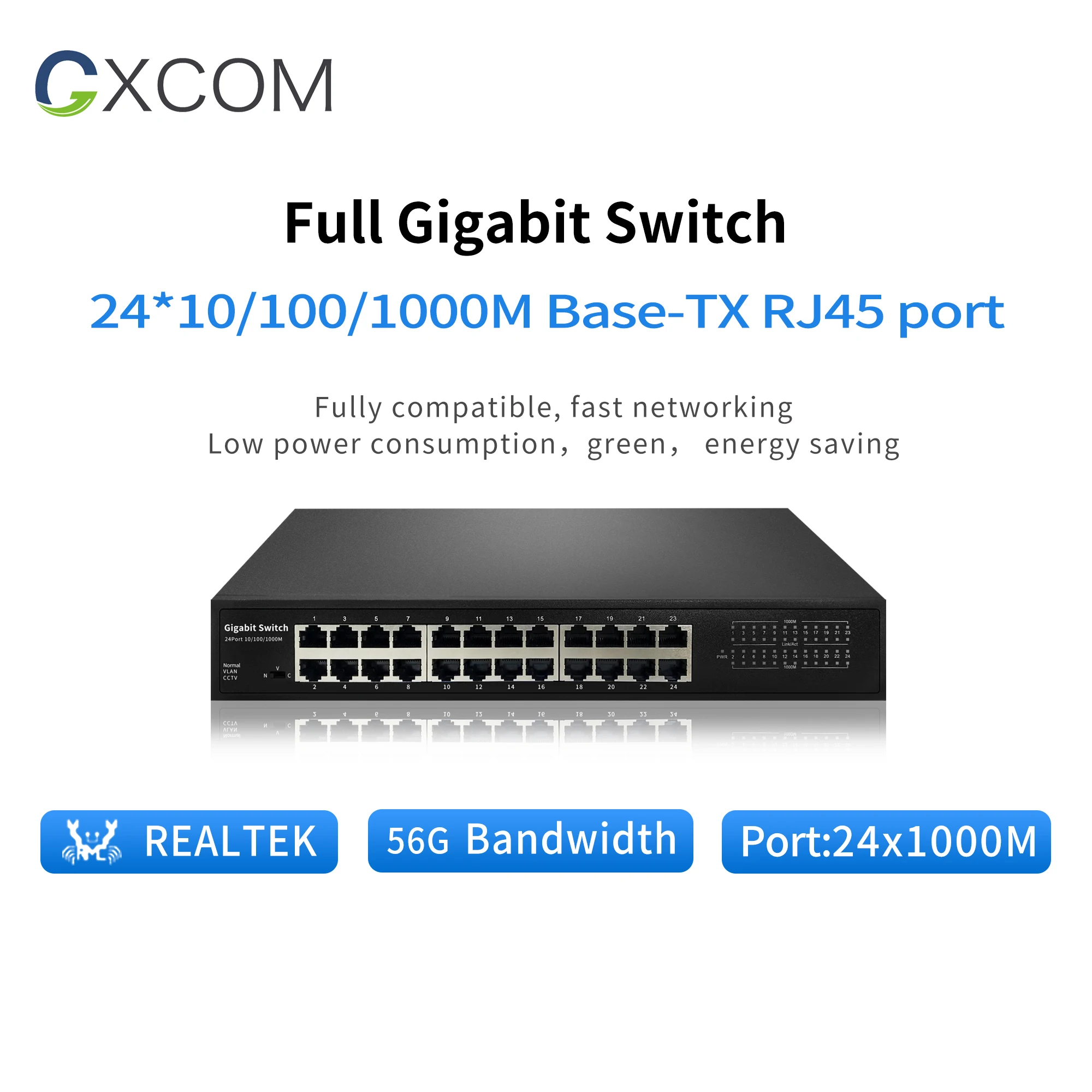 24포트 10/100/1000Mbps 네트워크 스위치 데스크탑 스위치 고속 이더넷 네트워크 스위치 LAN 허브 24 RJ45 이더넷