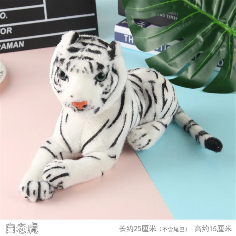 Прямые продажи с фабрики, имитация искусственного мягкого мини плюша, Сибирский тигр, кукла, настольное украшение, чучело, для мальчиков, комнатный орнамент - Цвет: Белый