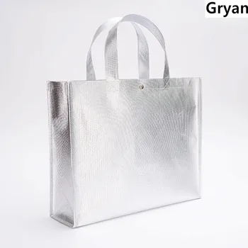 

New 2019 Silver Coating Non-woven bag custom bags with logo Tote bags Reusable grocery High capacity Shopping Bag