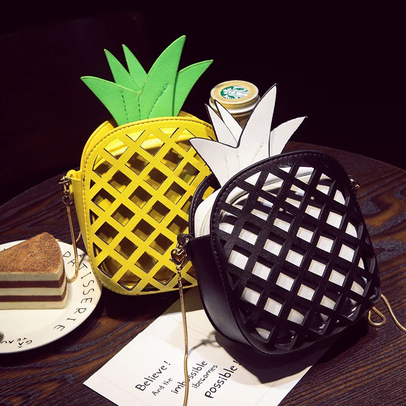 2019 New Cute Cartoon Pineapple Women Handbags Small Chain Clutch Crossbody Girls Shoulder Messenger Bag Female Purse Fruit Bags