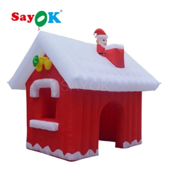 Price Sayok 3m Inflatable Christmas Santa Claus House With LED Lights And Air Blower For Yard Home Christmas Decoration