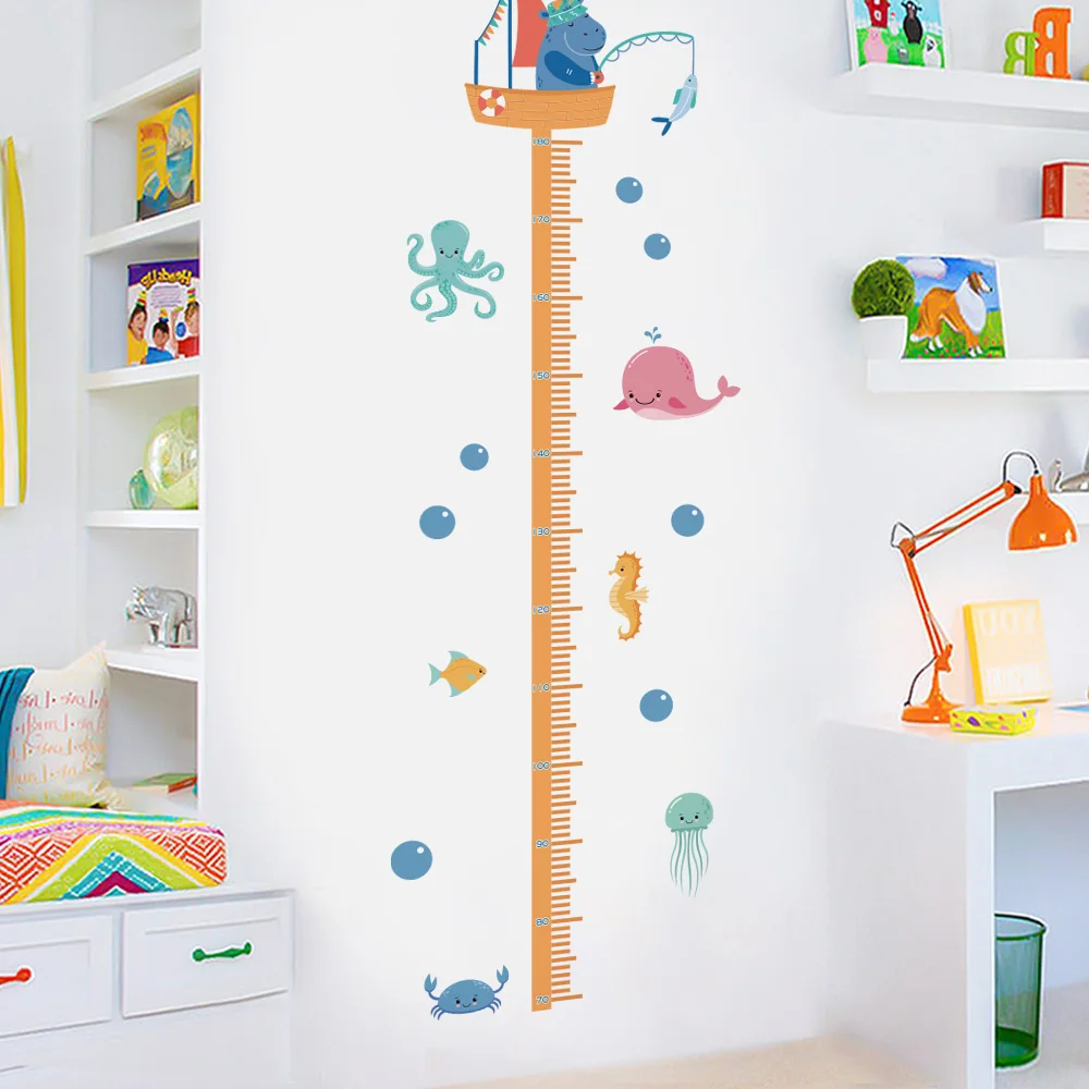 Kids Room Growth Chart Childrens Bedroom Decals Bathroom Sea Decorations Nursery 