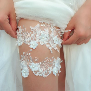 

Bride Wedding Party Accessories Lace Floral Women Embroidery Garter Flower Nail Lace Girl Sexy Garter Dress