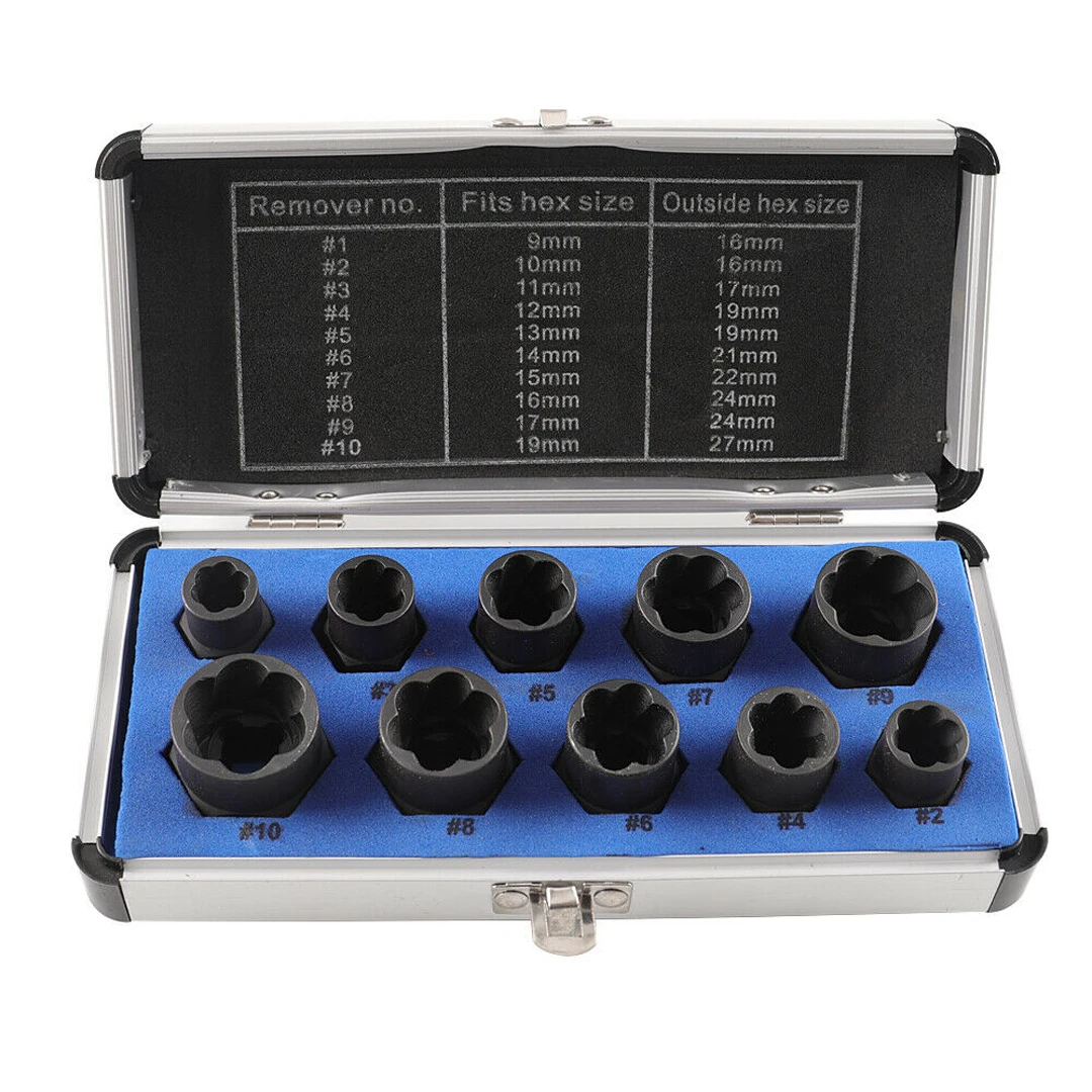 

11pcs Broken Bolt Screw Twist Removal Tool Damaged Nut High Remover Stud Extractor Set With Box Hardware Repair Hand Tool