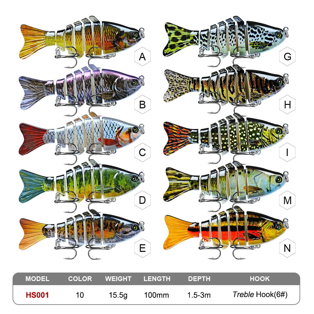 Angryfish Новинка 1 шт./лот 3D глаза 10 см 15 г рыболовная приманка 7 сегментная