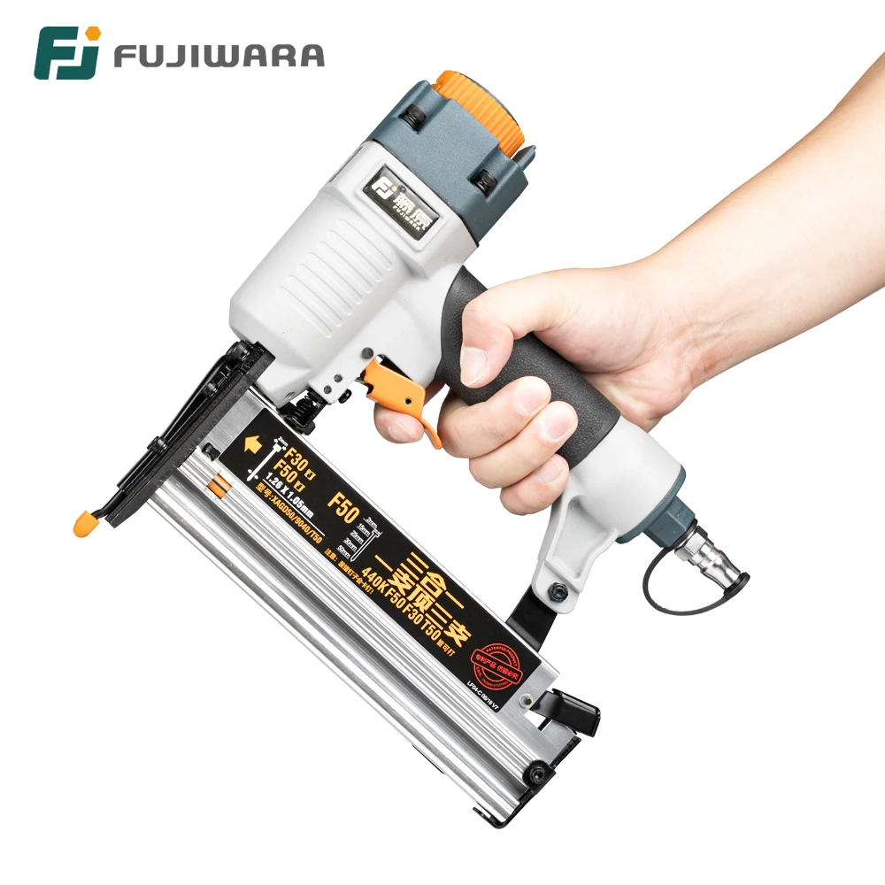 Push Mini Hand Metal Rotary Dual Mode Rotatable Electric Stapler Staple Nails Set FUJIWARA 3-in-1 Carpenter Pneumatic Nail Gun 18Ga/20Ga Woodworking Air Stapler F10-F50 T20-T50 440K Nails Carpentry Decoration