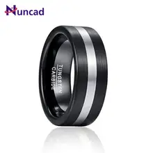 NUNCAD 8 мм ширина вольфрамовое твердосплавное Кольцо черное+ Серебряное поверхность матовое мужское вольфрамовое стальное кольцо