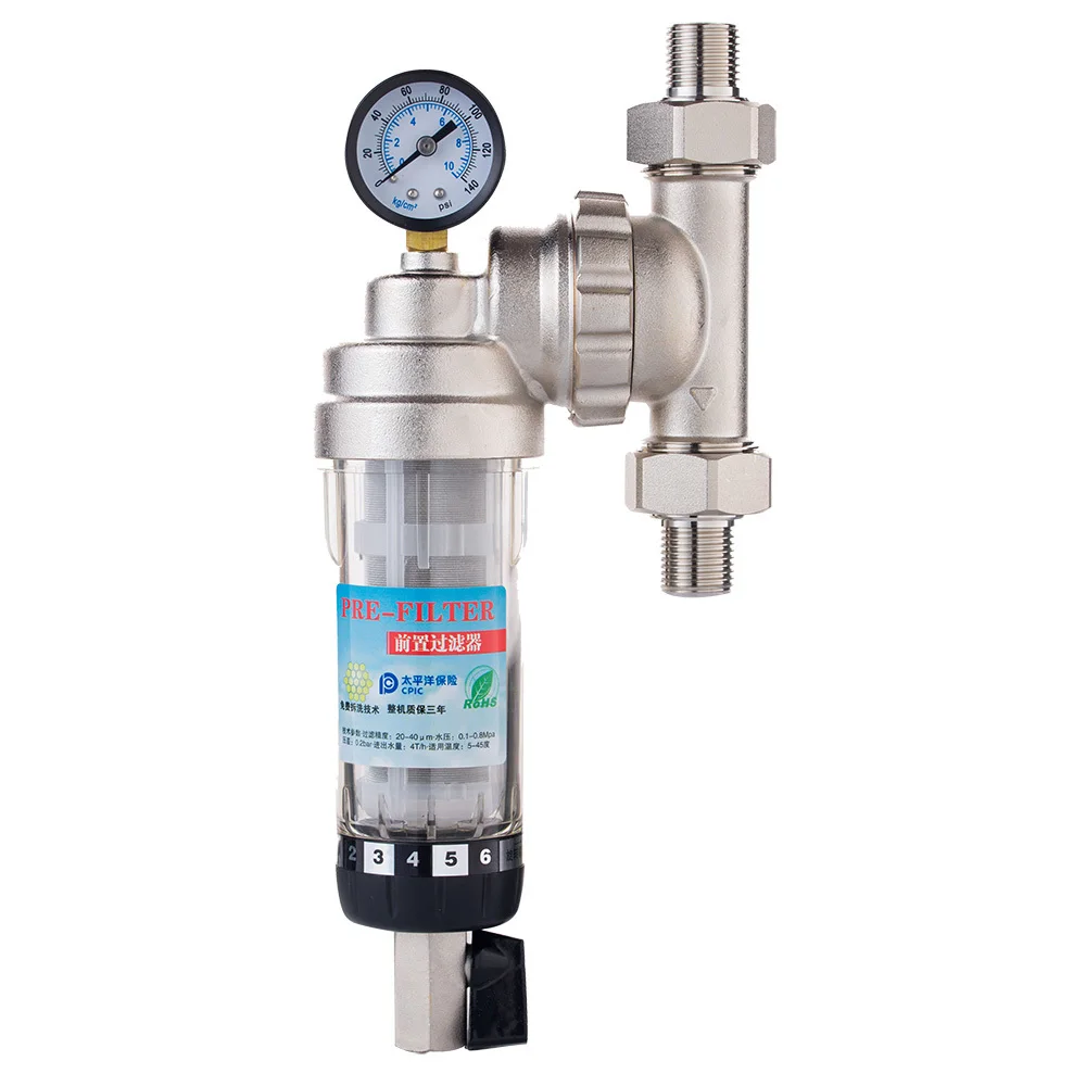 3/4&quot Union water Purifier Pre-filter backwash universal installation prefilter brass nickel plated remove rust free shipping | Бытовая