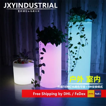 

New waterproof LED light round plastic luminous flowerpot cylindrical sub ice barrel outdoor decorative landscape lamp