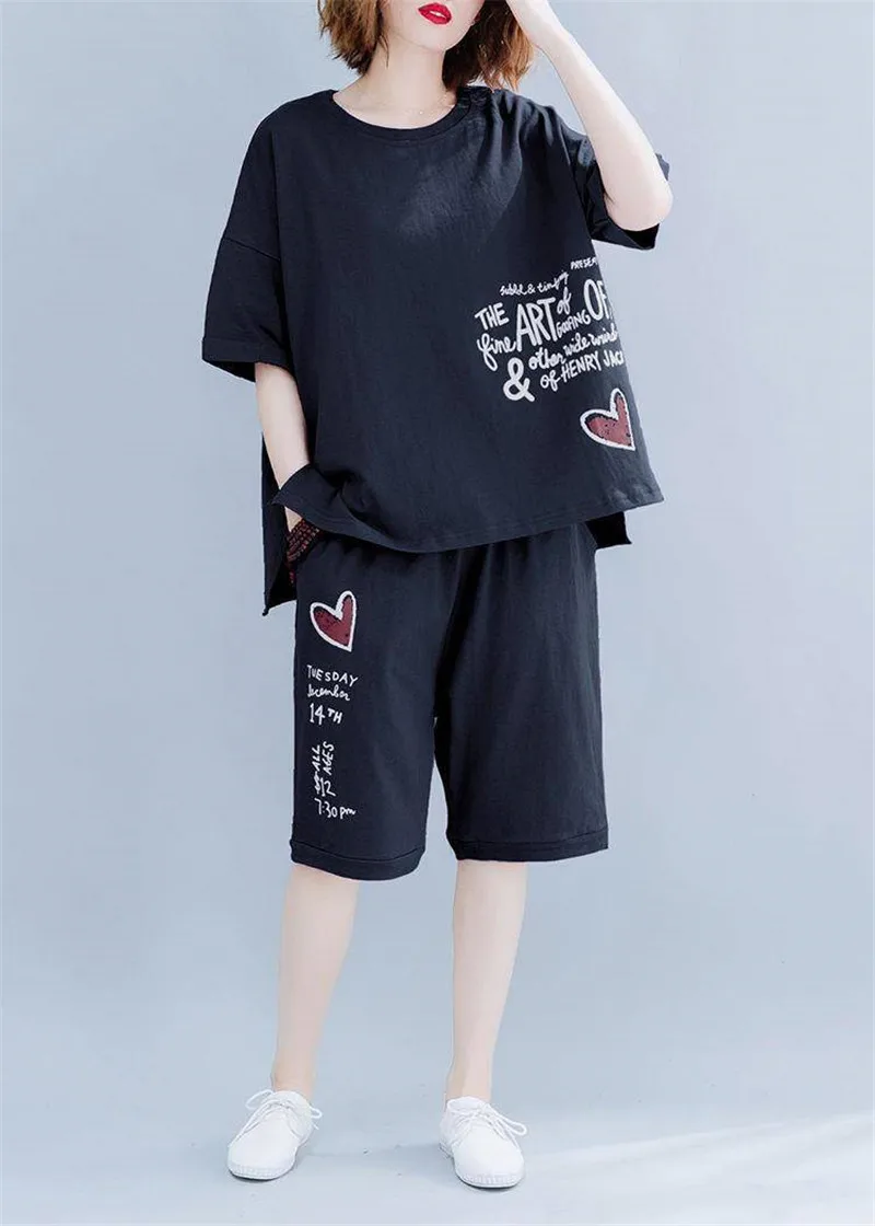 long skirt and top set Summer 2 Two Piece Set Plus Size Tracksuit Women Clothes Casual Loose T-Shirt Top and Capri Pants Suits Female Oversize Outfits co ord sets