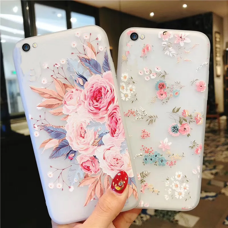 

Emboss Floral Phone Case For iPhone 11 X XS XR Xs Max 3D Relief Flower Soft TPU Silicon Cover Case For iPhone 6 6s 7 8 Plus