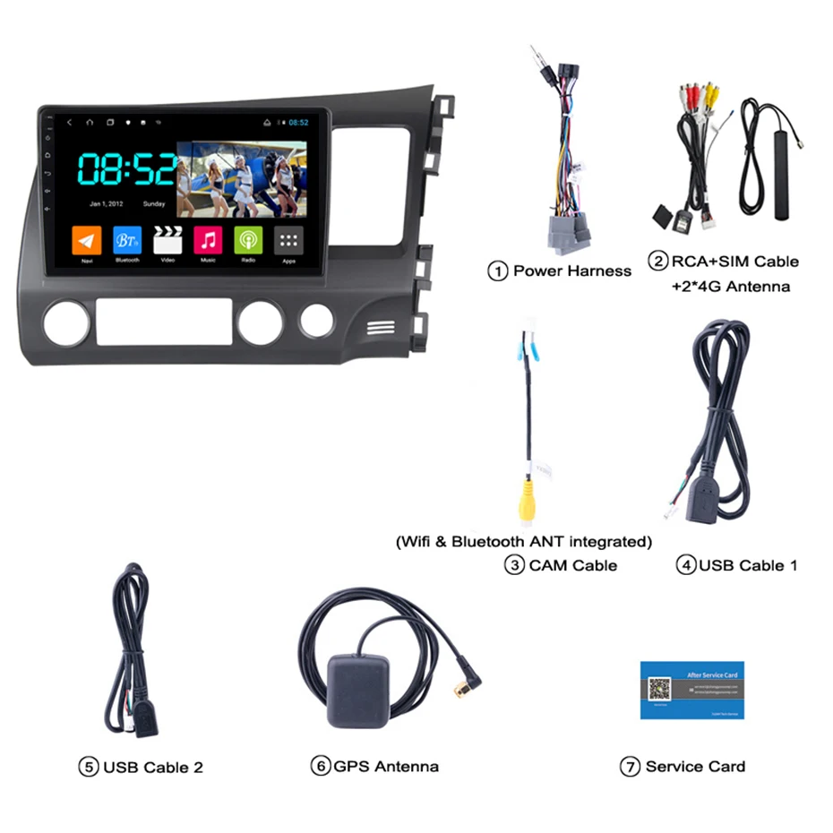 Top Android 8.1 CAR DVD 1din multimedia Navi system for Honda Civic 2004-2011 RHD car gps navigation stereo head unit BT SWC WIFI 1