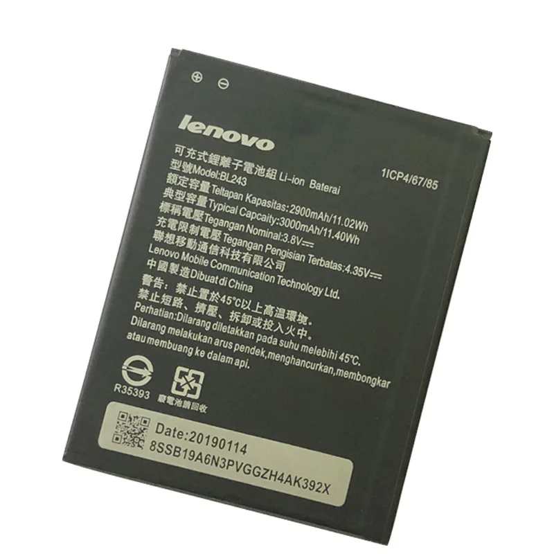 2019 новый аккумулятор BL 243 BL243 для lenovo Lemon K3 Note K50-T5 A7000 A5500 A5600 A7600 2900 мАч | Мобильные