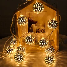 Thrisdar 5 м 20 светодиодный марокканский шар светодиодный Сказочный свет 220 В щеточное железо шар Рождественская гирлянда свет Свадебная вечеринка гирлянда