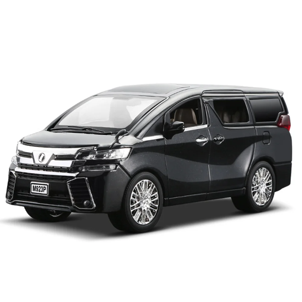 Новинка 1:24 1:32 Toyota Alphard Роскошная бизнес-модель автомобиля из сплава с откидной спинкой литые игрушечные транспортные средства 6 дверей можно открыть - Цвет: 24 Black no box P