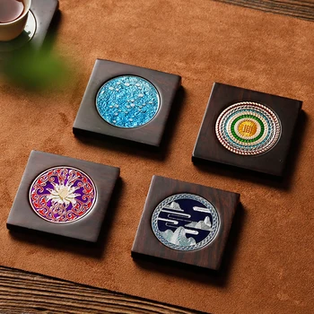 

Ebony Coaster Solid Wood Kung Fu Tea Set Tea Ceremony Accessories Insulation Mat Japanese Style Iron Pot Purple Sand Pot Holder