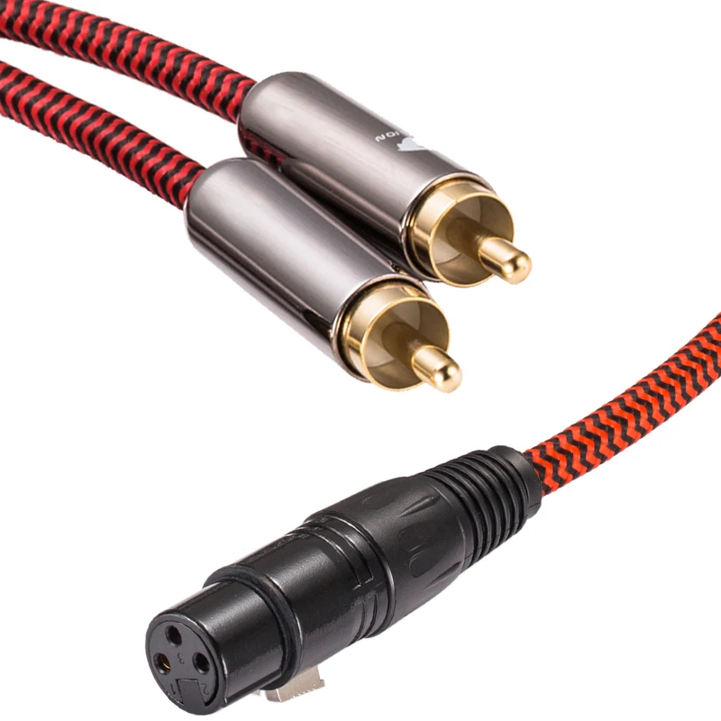 Audiophile Mic Cable Regular 3 Pin XLR Female to Dual RCA Male for