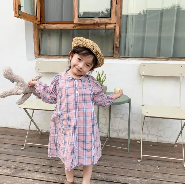 Новое Стильное платье в клетку для девочек модные весенние платья для маленьких девочек детская одежда От 1 до 6 лет