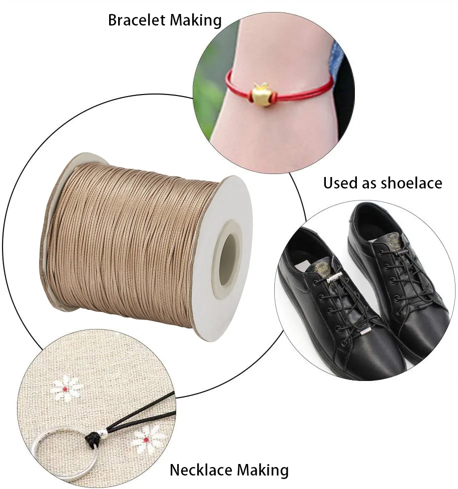 0.5mm Waxed Polyester Cord String Rope Strap Beading Cord Waxed Thread Fit  Bracelet DIY Jewelry Making about 185yards/roll