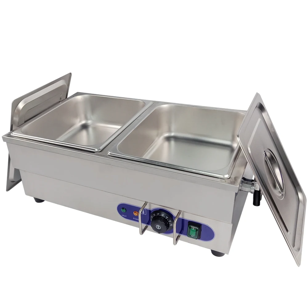 

Commercial Stainless Steel Holding Sauces Machine 2 Pans Fuffet Food Warmer Heating Pool