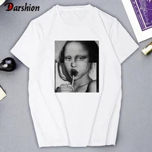 Летняя женская новая футболка фигура женщины леденец печать Эстетическая одежда графическая Футболка женская черная и белая Повседневная Женская