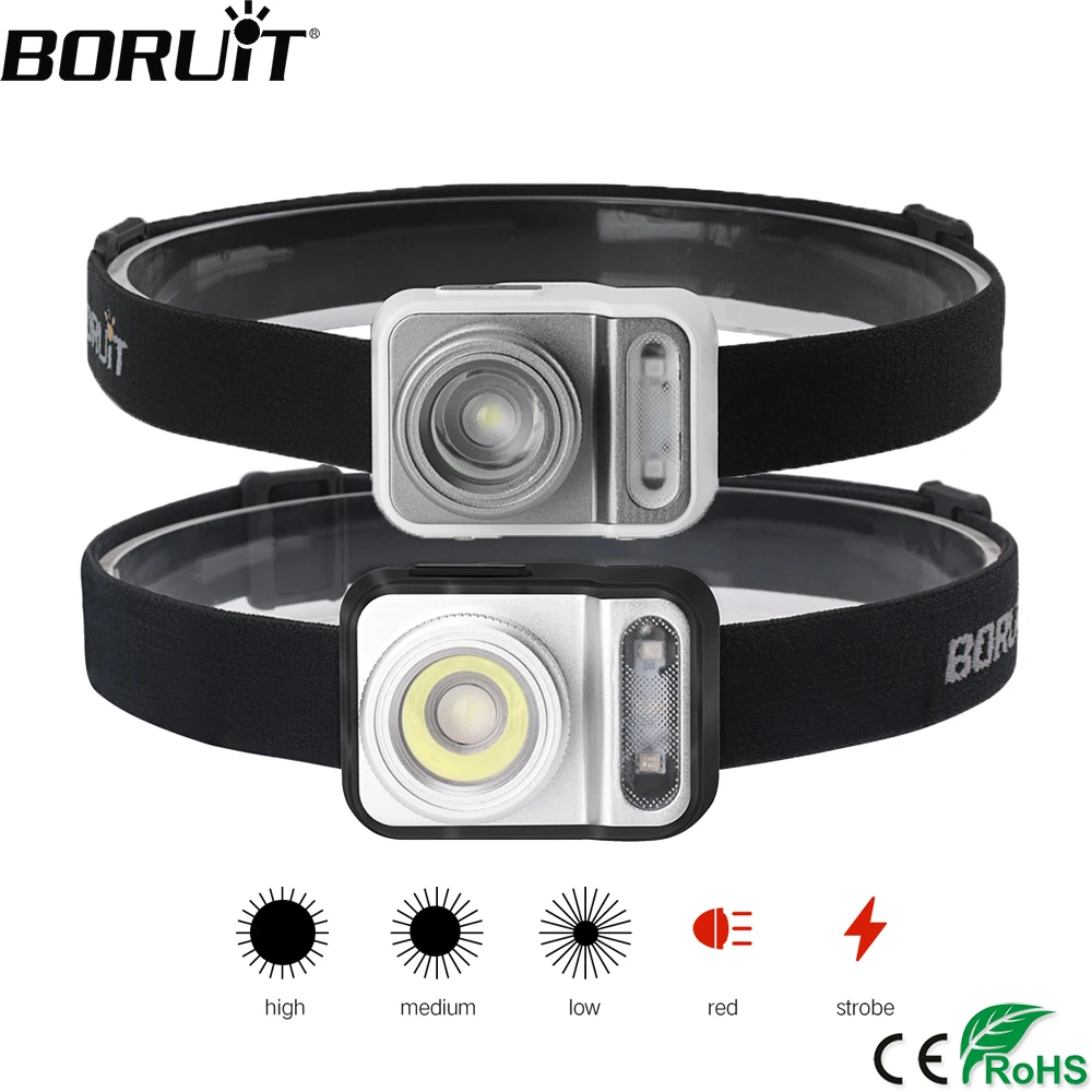 BORUiT B36 XP-G2+ 2*3030 красный светильник светодиодный налобный мини-фонарь 5-Режим масштабирования головной светильник AAA Батарея Головной фонарь для охоты, кемпинга светильник Инж