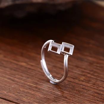 

Ring Blank (4.2x4.2mm Double Square Blanks) Long-Lasting White Gold Plated 925 Silver Ring Base Adjustable Ring Setting R704B
