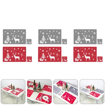 

24pcs Christmas Table Covers Decorative Tablecloths Printing PVC Cups Placemats