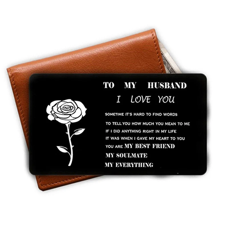 Кошелек с зажимом для карт Love Note, кошелек для карт, вставка для карт, выгравированный розовый алюминиевый Металл для моего мужчины, визитная карточка, подарок на день Святого Валентина