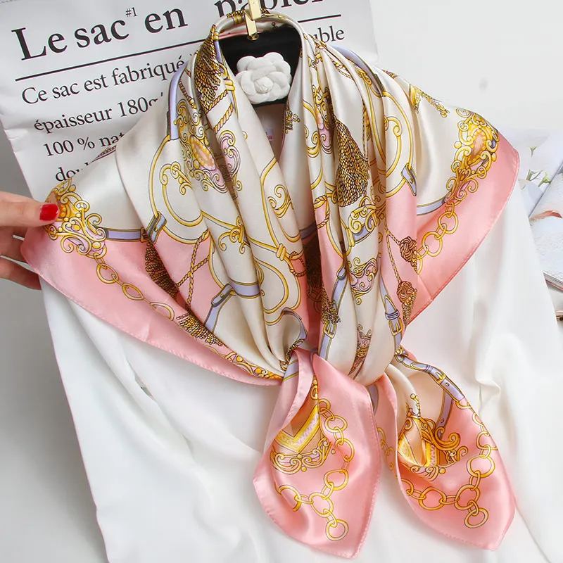 Женские шарфы из чистого шелка, женские шарфы, роскошный бренд, 88*88 см, бандана, Echarpes, платок для женщин, Ханчжоу, настоящий Шелковый квадратный шарф - Цвет: Color 1