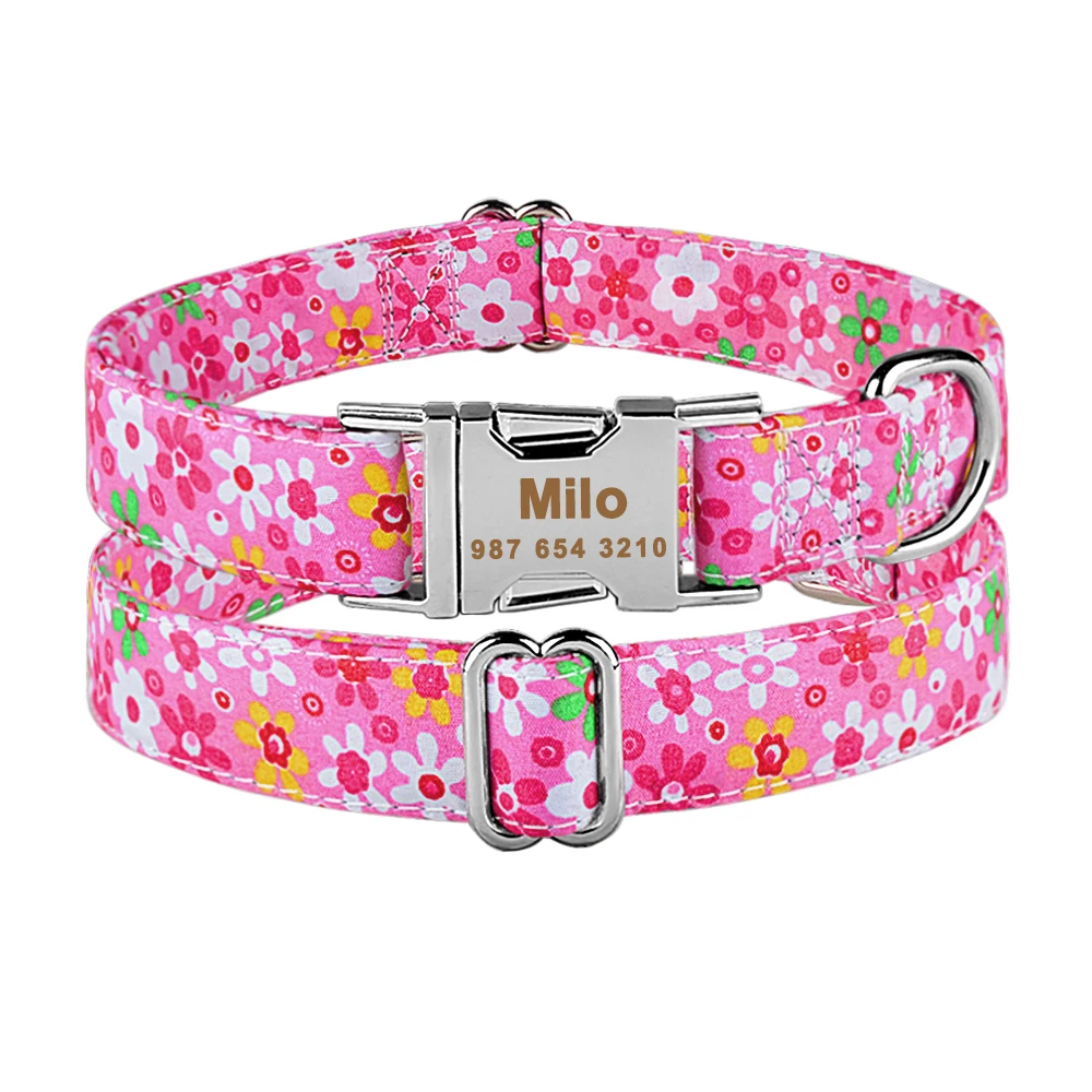 Custom Engraved Name ID Tag Unisex Dogs Collar Puppy Medium Large Personalized Dog Collar Adjustable Nylon Products Dog Collars