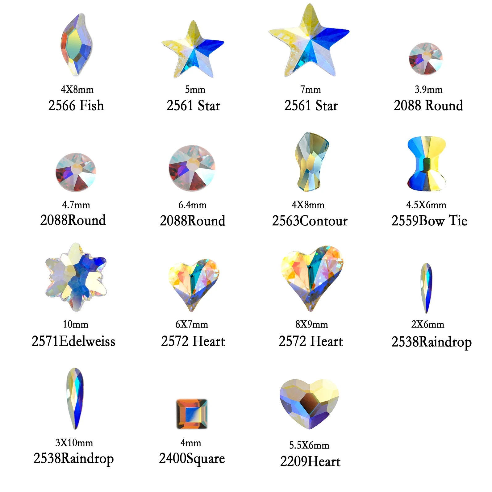 20Pcs Fashion 3D Nail Art Ab Diamond Crystal Glass Flat Back Strass Pixie Nail Decoration Glitter Nails Accessori