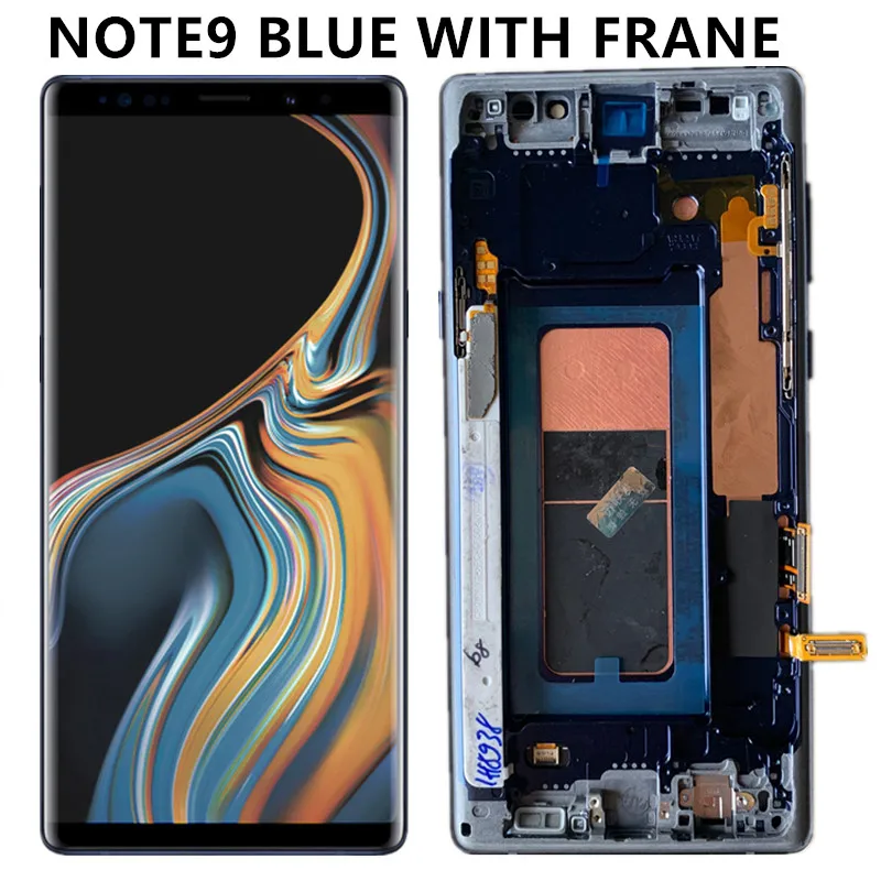 Супер AMOLED 6,4 ''lcd с рамкой для SAMSUNG GALAXY Note 9 Note9 N960D N960F дисплей кодирующий преобразователь сенсорного экрана в сборе - Цвет: Blue With Frame
