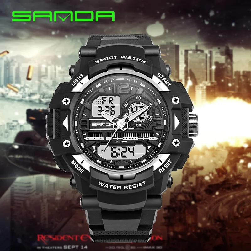 

SANDA Table New Hot Selling Multi-functional Jelly Dual Display Night Light Electronic Watch Sports Waterproof Outdoor Men And W