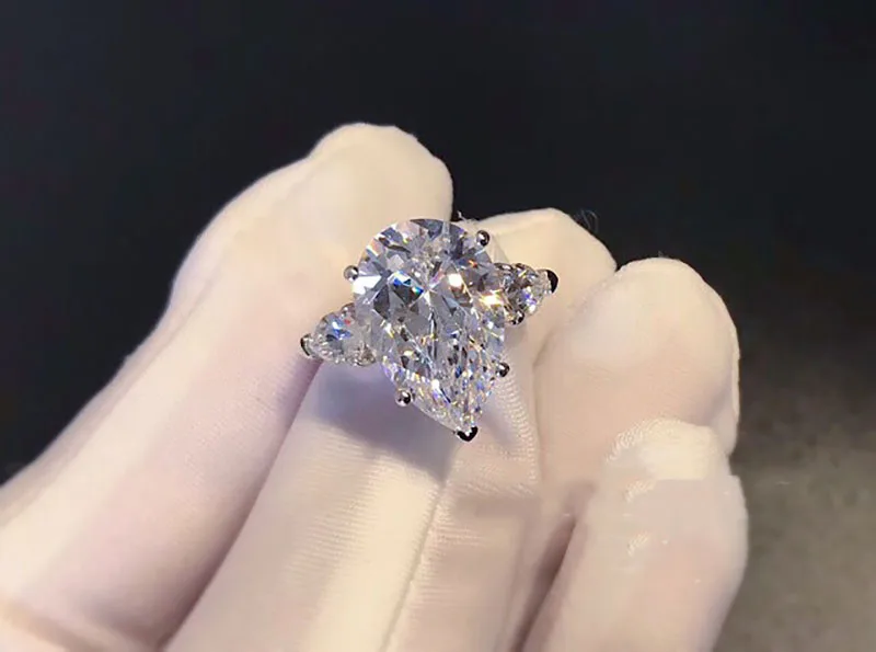 14K золото 5ct D Цвет VVS1 Moissanite кольцо обручальное кольцо с национальным сертификатом H1-13