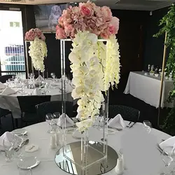 Support à fleurs en acrylique, 2 pièces, centres de table pour mariage, présentoir de décoration de table 