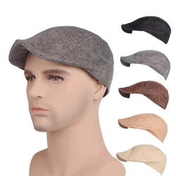 Newsboy Hat for Men Berets British Western Style Classic Vintage Solid Beret Spring Autumn Winter Adjustable Hat Cotton Caps