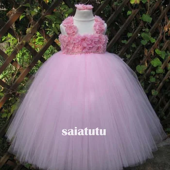 

photograph flower girl wedding dress children tulle party beauty contest model children princess dresses costume long Vestido