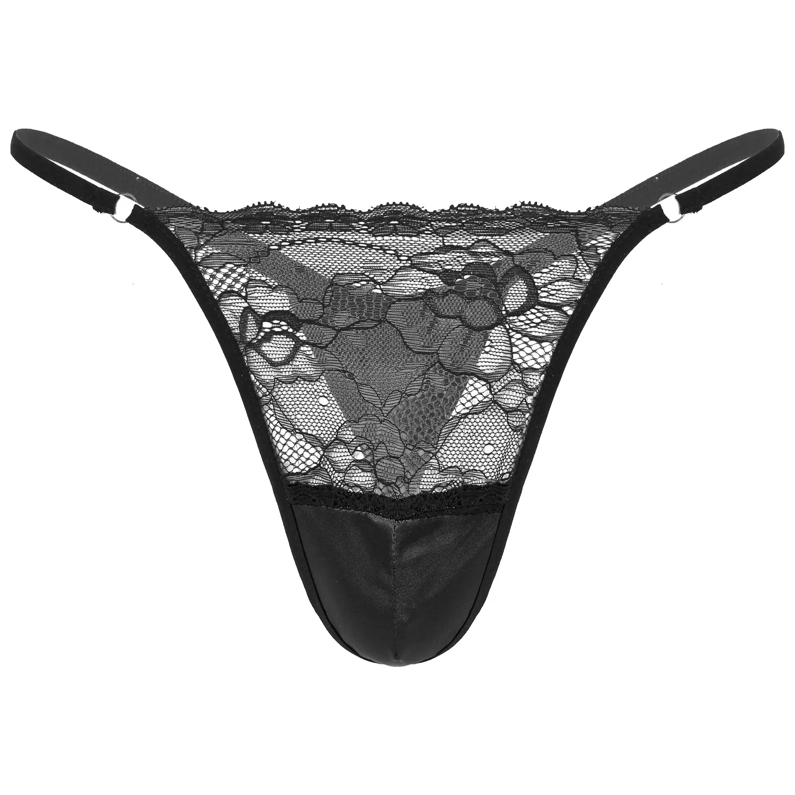 string thongs Men's Panties Erotic Sexy Lingerie Low Waist Sissy Male Gay Underwear See-through Lace Mini Skirt with Bulge Pouch G-strings most comfortable mens underwear