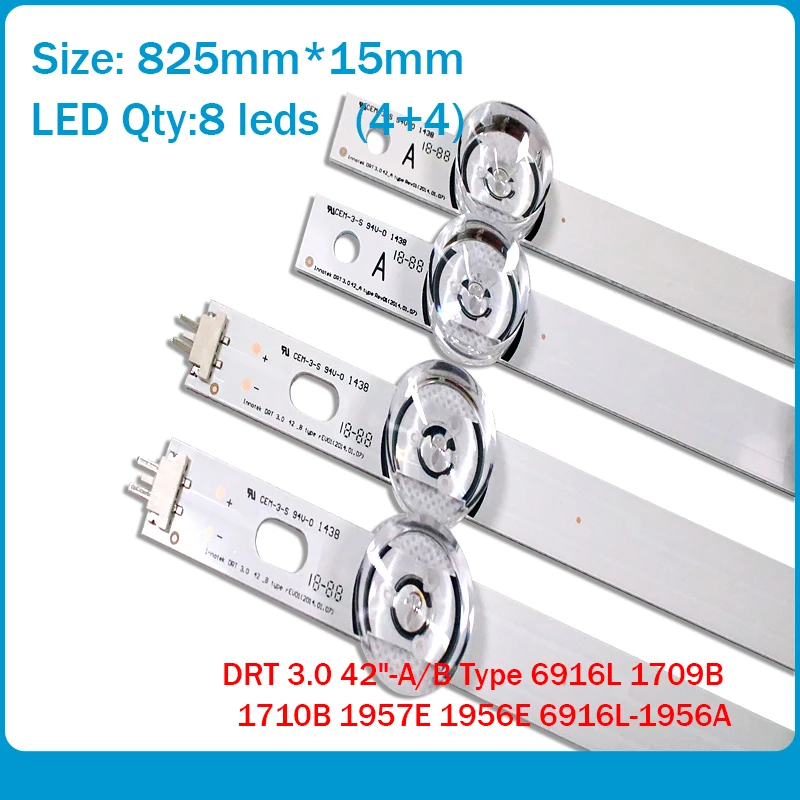 

4 PCS(2*A,2*B) LED strips substituted new for LG INNOTEK DRT 3.0 42"-A/B Type 6916L 1709B 1710B 1957E 1956E 6916L-1956A
