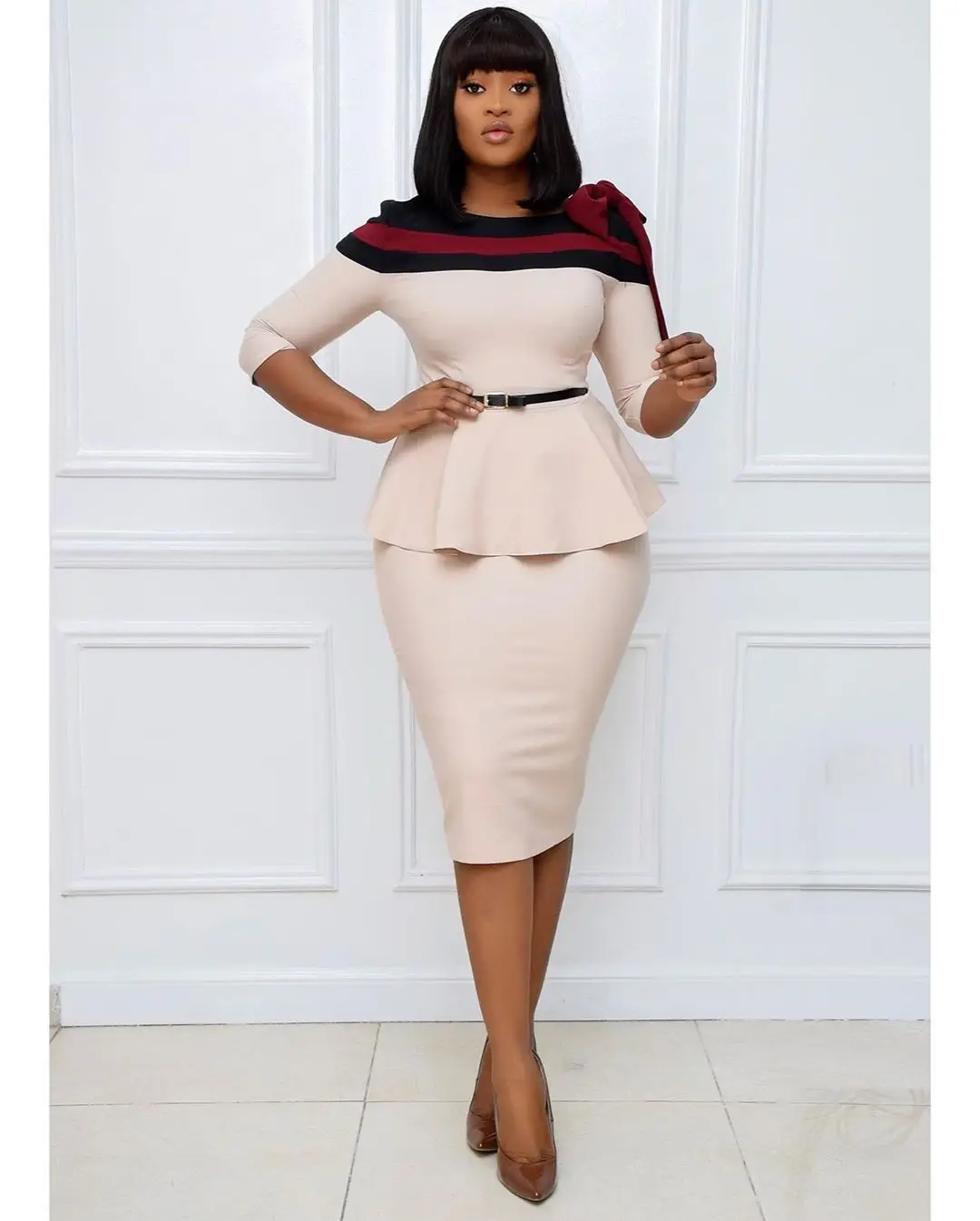 Elegant African Peplum Work Wear-4