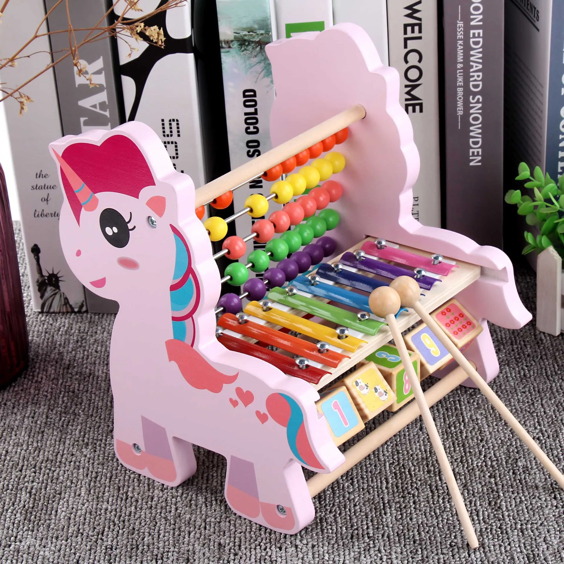 

Wooden Toys Multi-functional Octave Knock Piano Calculation Frame Children'S Educational Beaded Bracelet Early Education Toy