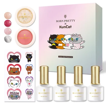 

BORN PRETTY &Joint Product Nail Kit 4PC Gel Nail Polish &2PC Nail Decoration&1PC Nail Sticker Soak Off Gel Varnish Nail Art Set