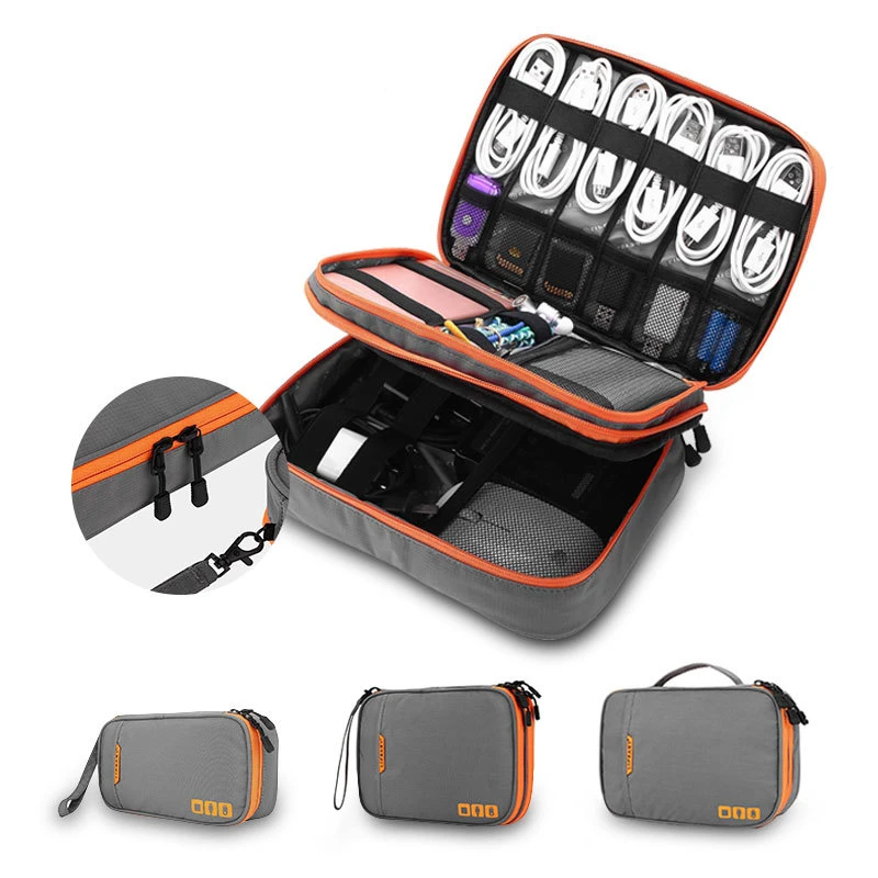 Travel Cable Storage Multi-Function Digital Gadget Organizer – Double Layer Pouch for Electronics and Accessories