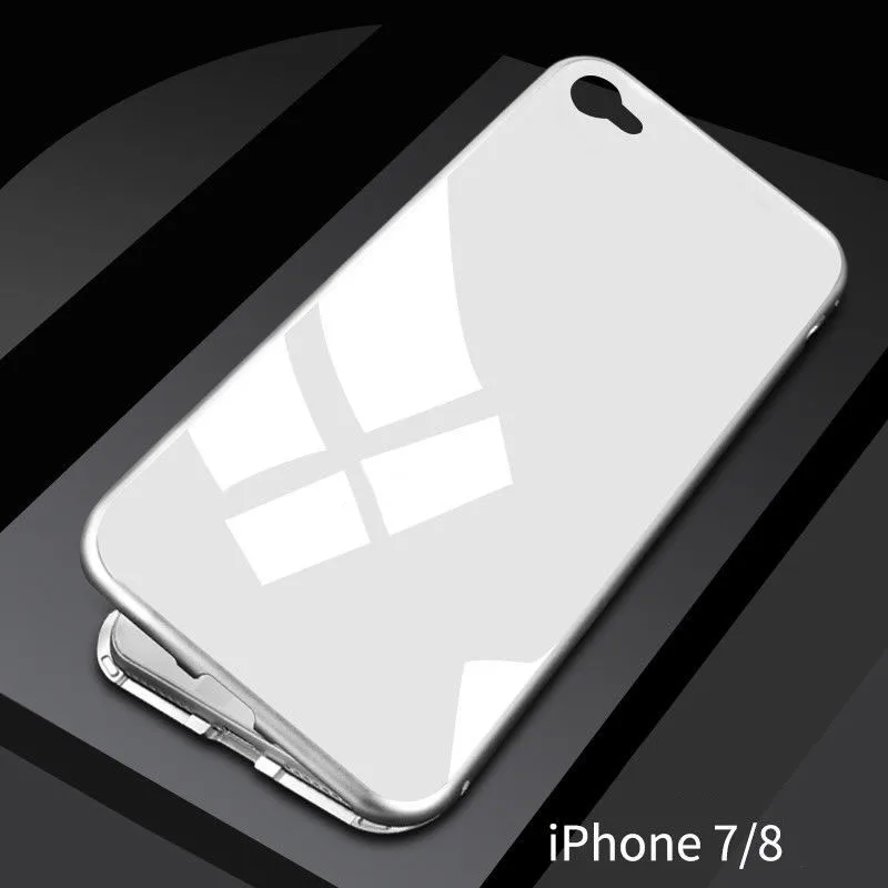 Color 1 Чехол для телефона Apple iPhone X/8 Plus/8/7 Plus/7 Магнитная адсорбционная Металлическая задняя крышка из закаленного стекла PUO88 - Цвет: Color 1