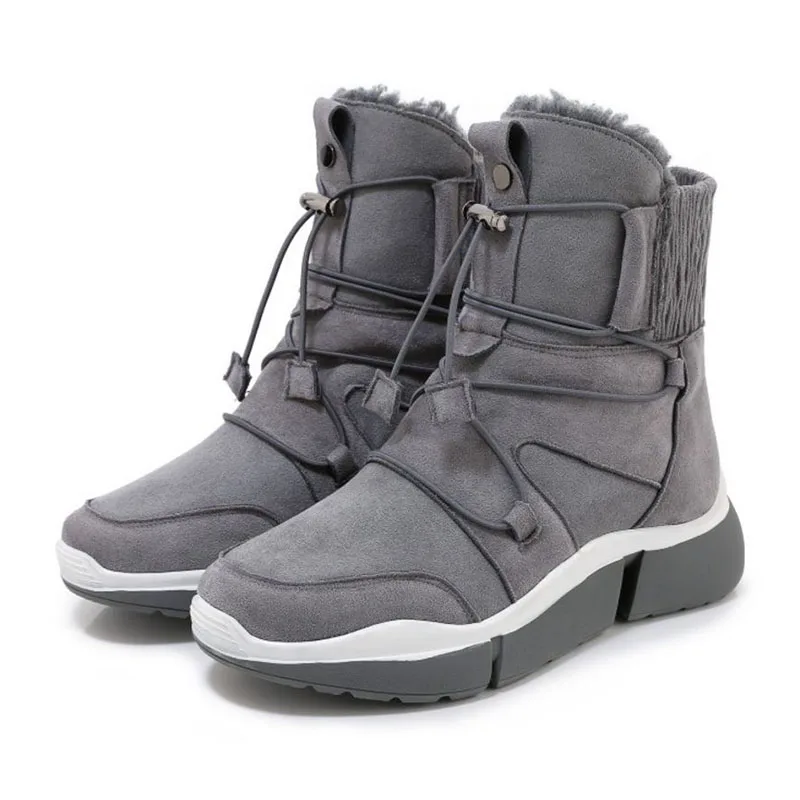 

ULKNN 5 Color Genuine Leather Women Ankle Boots Slip On Platform New Fashion Snow Boots Daily Outdoor Warm Shoes Size 35-39