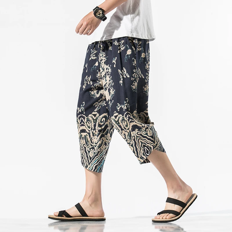 Mens Japanese Harajuku Style Loose Dragon Printing Sweatpant Beach Casual 2020 Summer Harem Pants Streetwear Trouser Male Mens Japanese Harajuku Style Loose Dragon Printing Sweatpant Beach Casual 2020 Summer Harem Pants Streetwear Trouser Male
